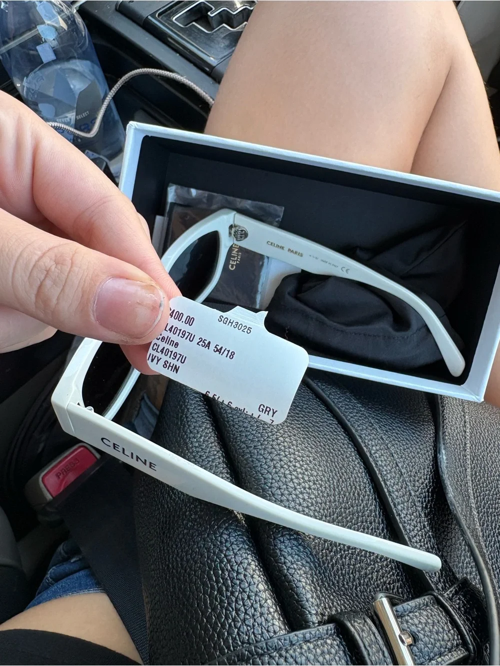 Celine White Cat-Eye Sunglasses with Dark Lenses